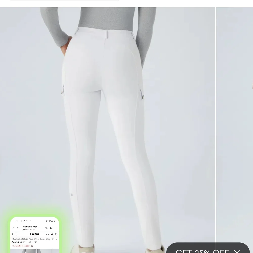 Current Product On Website!!!NWT Women's Halara White Cargo Pants - Picture 2 of 9